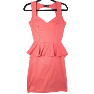 Body Central Pink Sleeveless Peplum Dress Cross Cross Open Back M Barbie